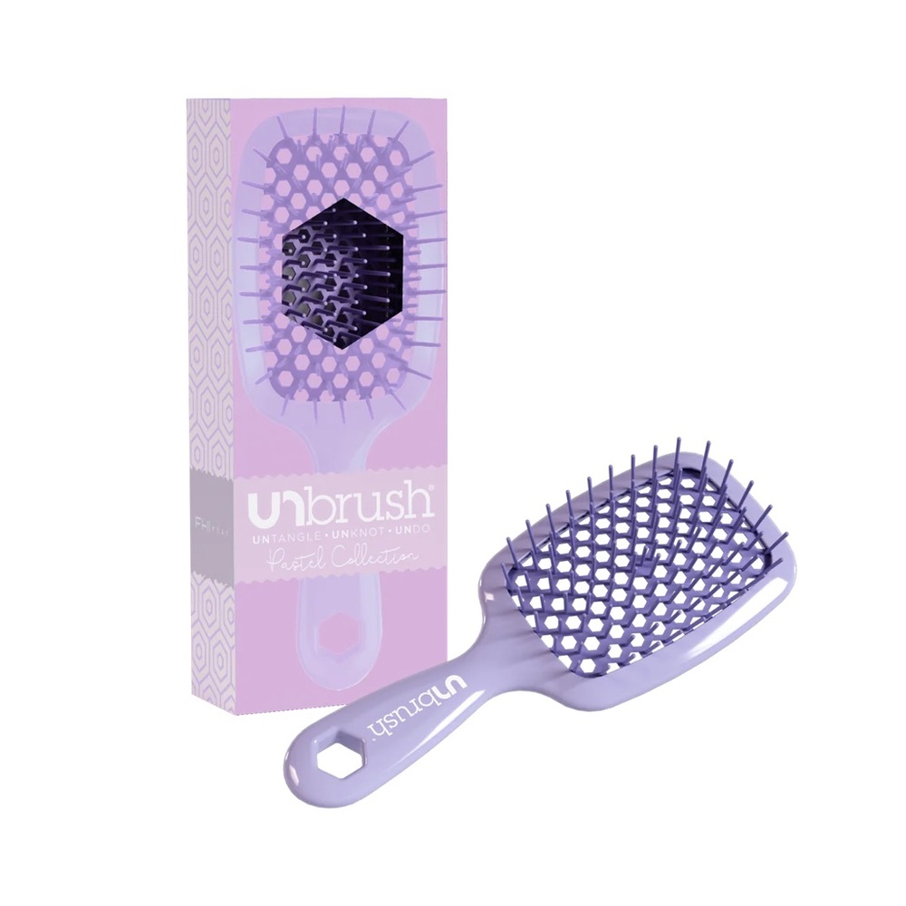 FHI HEAT Unbrush Wet & Dry Vented Detangling Hair Brush (Lilac) Pastel NIB